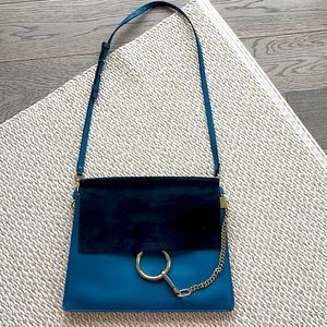 Chloe - Faye Medium Suede Calfskin shoulder bag in two colour tone